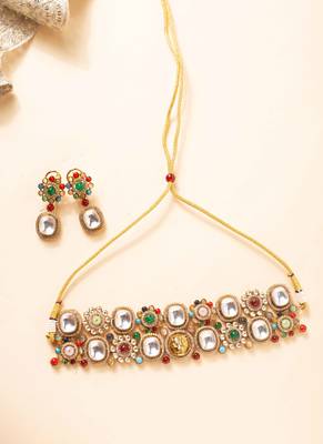 Multicolor american diamond choker set 2