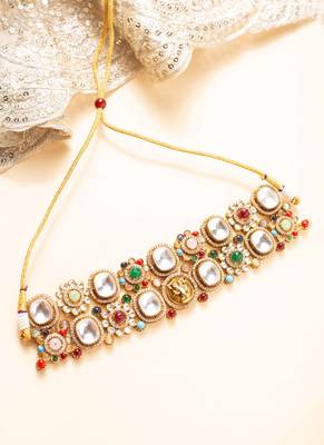 Multicolor american diamond choker set 3