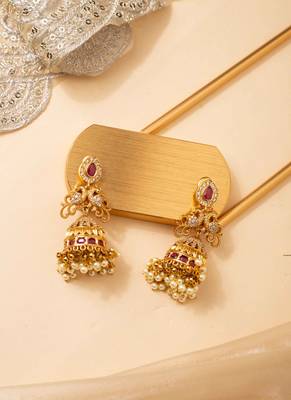 Royal peacock matte gold jhumkas 2