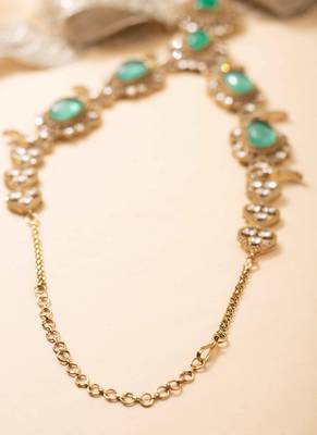 American diamond necklace set with emerald accents 4