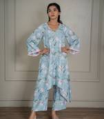 Pastel blue printed co-ord set with sequin detailing (set of 2)