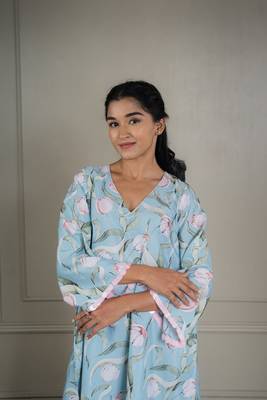 Pastel blue printed co-ord set with sequin detailing (set of 2) 2