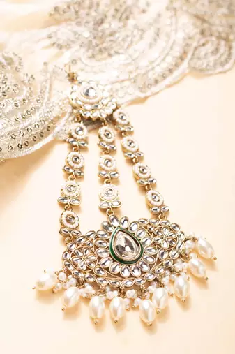 Kundan high neck necklace set with large pearls