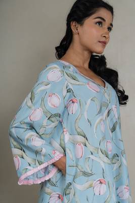 Pastel blue printed co-ord set with sequin detailing (set of 2) 3