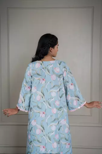 Pastel blue printed co-ord set with sequin detailing (set of 2)