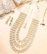 Gold-plated kundan & pearl bridal set