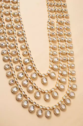 Gold-plated kundan & pearl bridal set