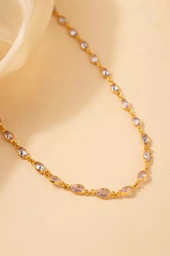 Art deco gold-tone glass necklace