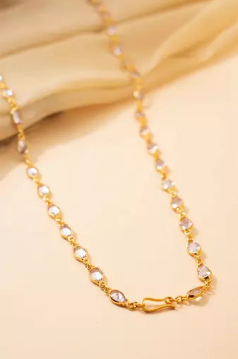 Art deco gold-tone glass necklace