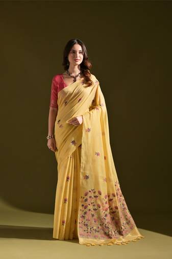 Yellow lotus thread woven design