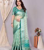 Sea green banarasi art-silk saree