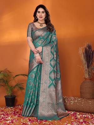 Woven ikkat art-silk saree 1
