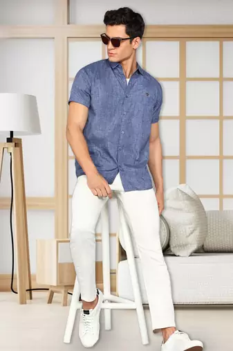 Men's slim fit lyocell casual shirt  | half sleeves shirt for men