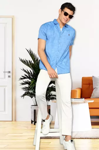 Men's slim fit lyocell casual shirt  | half sleeves shirt for men