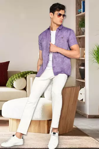 Men's slim fit lyocell casual shirt  | half sleeves shirt for men