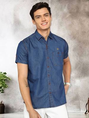 Men's half sleeve smart casual denim shirt | jeans shirt for men 1