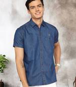 Men's half sleeve smart casual denim shirt | jeans shirt for men
