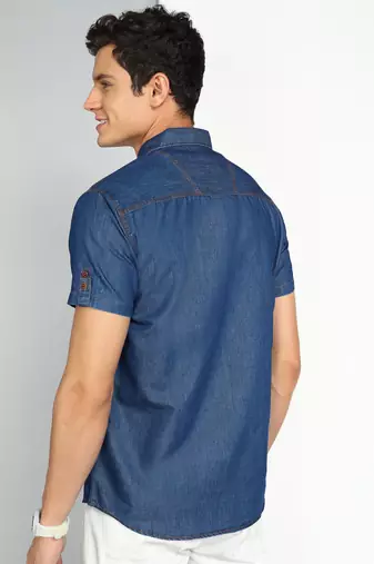 Men's half sleeve smart casual denim shirt | jeans shirt for men