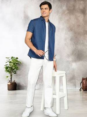 Men's half sleeve smart casual denim shirt | jeans shirt for men 3