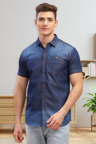 Men's half sleeve smart casual denim shirt | jeans shirt for men