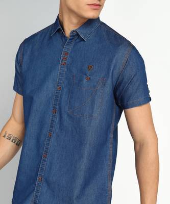 Men's half sleeve smart casual denim shirt | jeans shirt for men 4