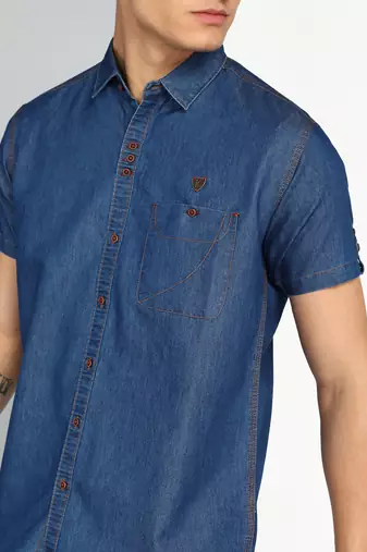 Men's half sleeve smart casual denim shirt | jeans shirt for men