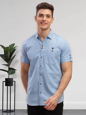 Men's half sleeve smart casual denim shirt | jeans shirt for men 1