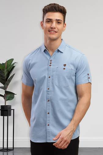 Men's half sleeve smart casual denim shirt | jeans shirt for men