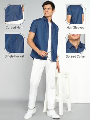 Men's half sleeve smart casual denim shirt | jeans shirt for men 5