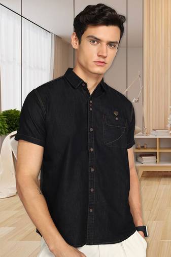 Men's half sleeve smart casual denim shirt | jeans shirt for men