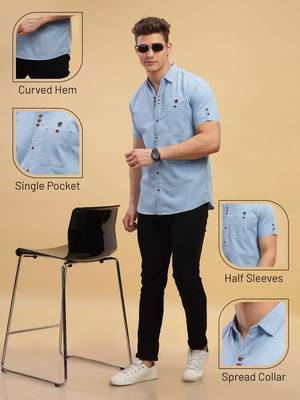 Men's half sleeve smart casual denim shirt | jeans shirt for men 4