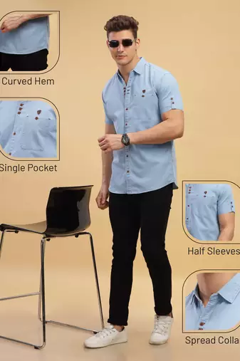 Men's half sleeve smart casual denim shirt | jeans shirt for men