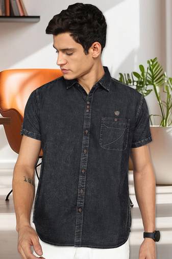 Men's half sleeve smart casual denim shirt | jeans shirt for men