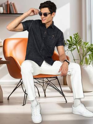 Men's half sleeve smart casual denim shirt | jeans shirt for men 3