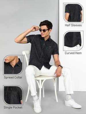 Men's half sleeve smart casual denim shirt | jeans shirt for men 5