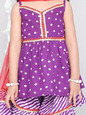 Kid1 chanda bandhani top sharara set 2