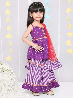 Kid1 chanda bandhani top sharara set 3