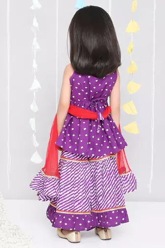 Kid1 chanda bandhani top sharara set