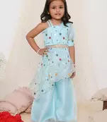 Nikki embroidered peplum top with palazzo set