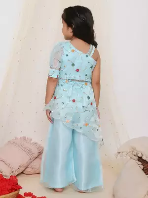 Nikki embroidered peplum top with palazzo set 2