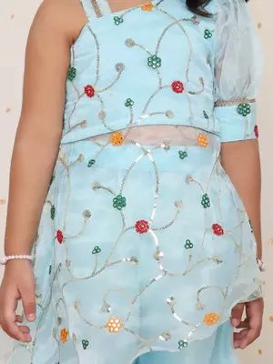 Nikki embroidered peplum top with palazzo set 4