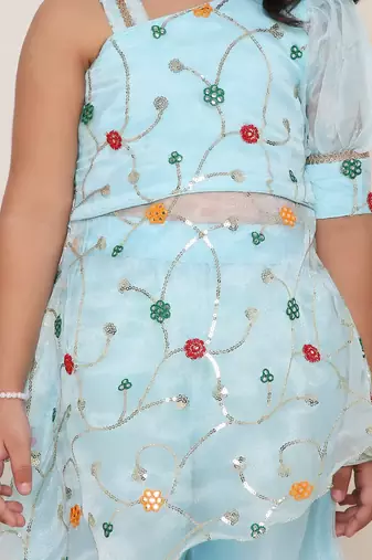 Nikki embroidered peplum top with palazzo set