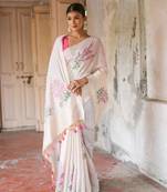 Pink thread woven pallu with woven butta Saree