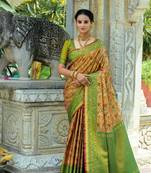 Green all over zari woven design with zari woven pallu