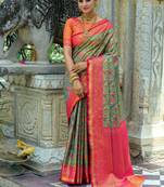 Pink all over zari woven design with zari woven pallu