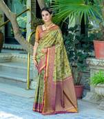 Wine all over zari woven design with zari woven pallu