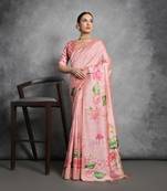Peach printed with zari woven small border