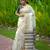 Off White Embroidered Linen Saree with Blouse