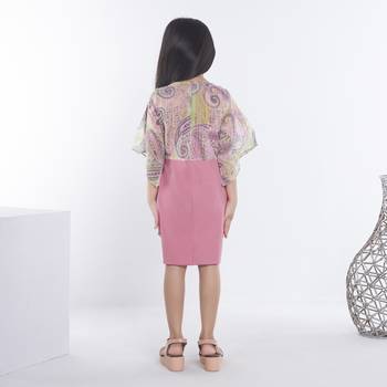 Onion pink girls georgette ethnic motifs printed fit & flare dress 2