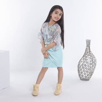 See green girls georgette ethnic motifs printed fit & flare dress 2
